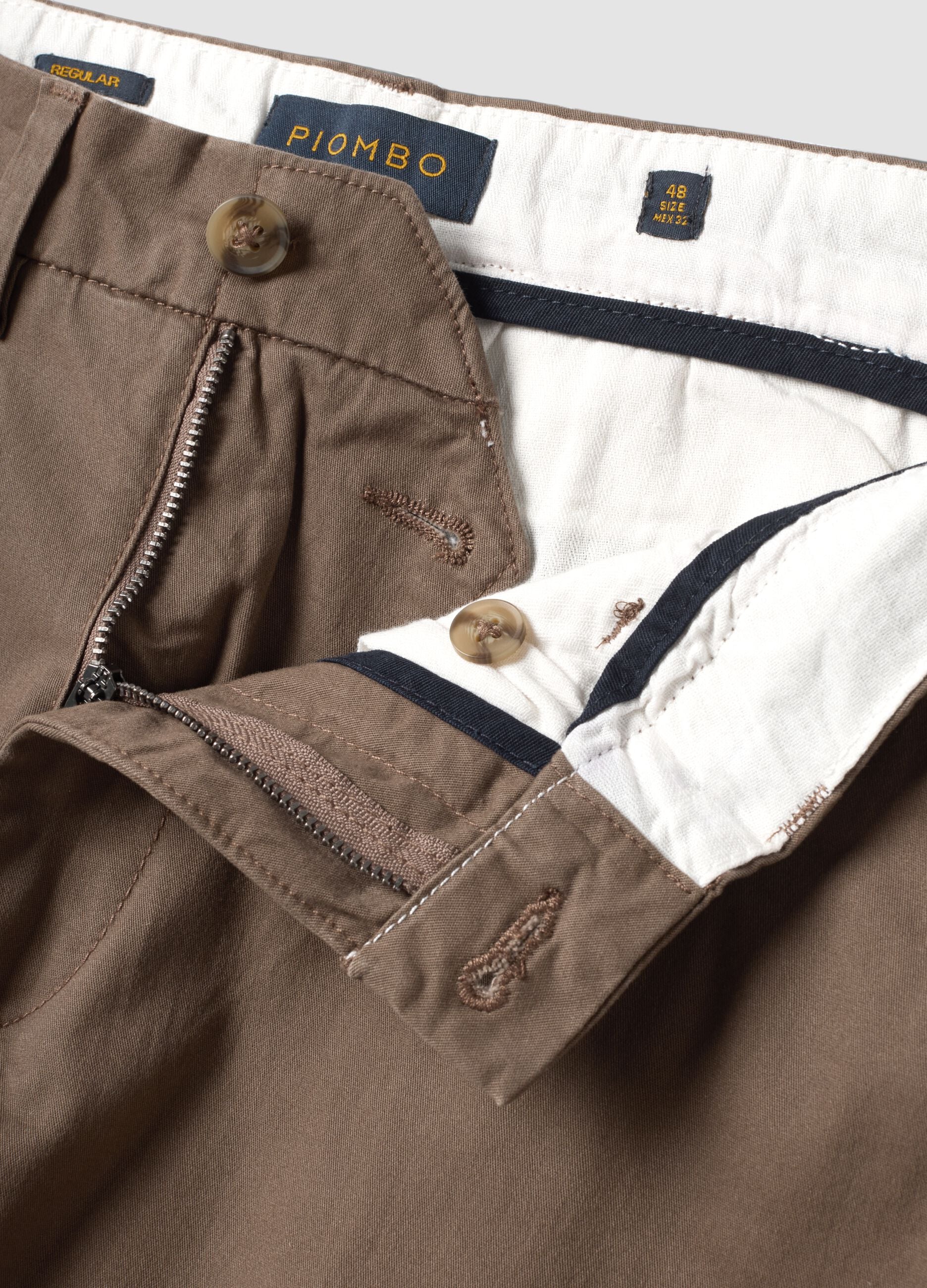 Brown regular-fit stretch cotton twill chino trousers
