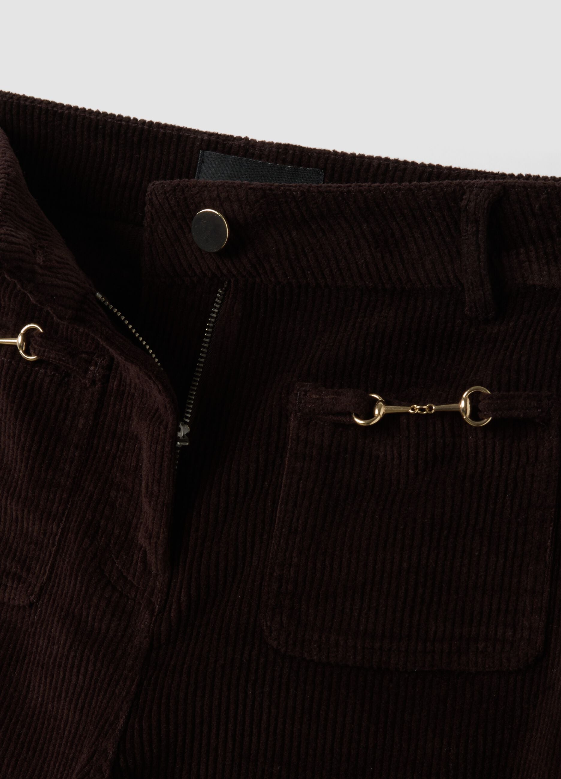 Brown flared ribbed stretch-cotton trousers