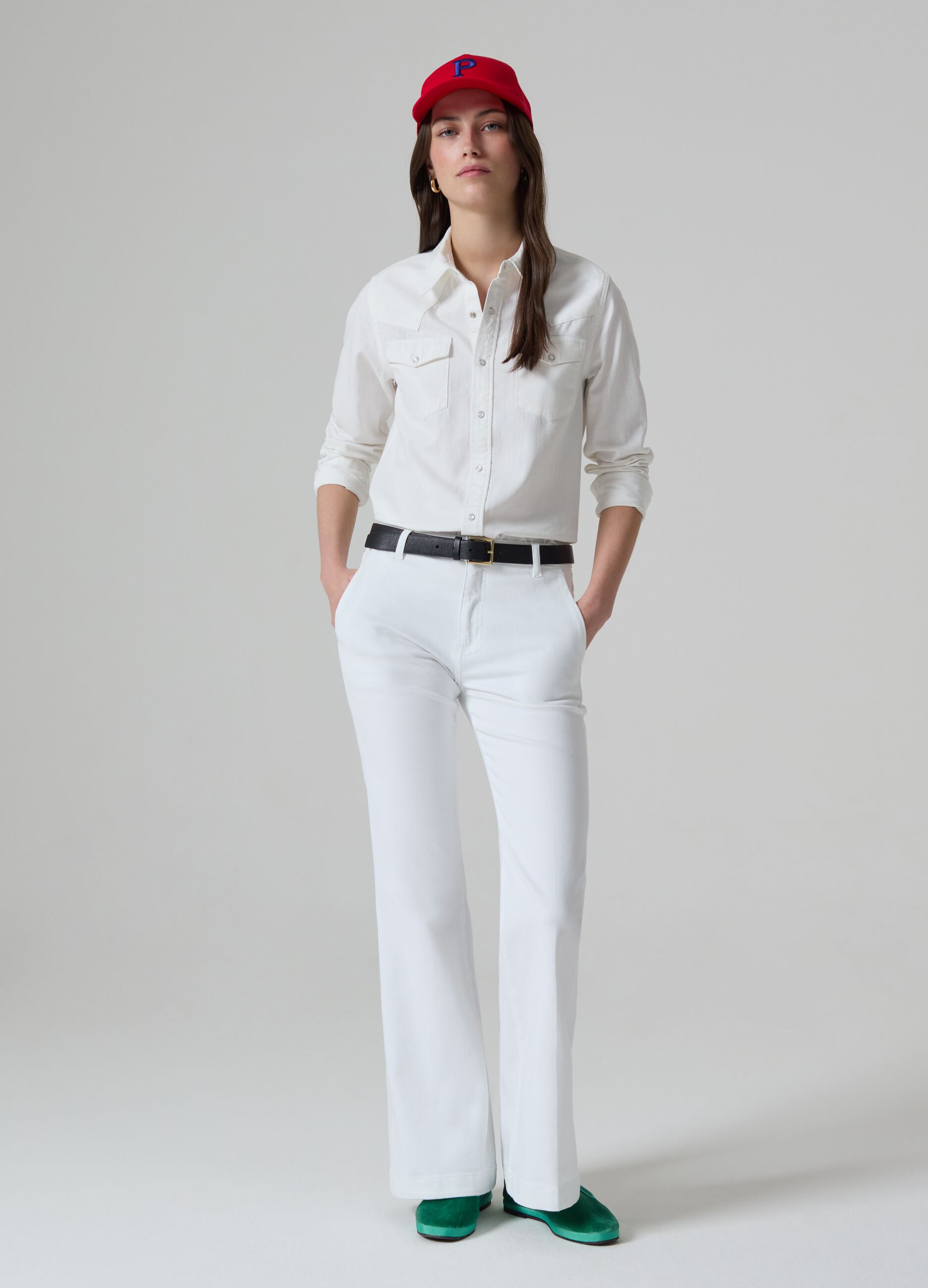 Jeans chino flare fit in cotone stretch