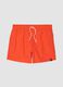 Orangefarbene Badeshorts mit elastischem Bund und Kordelzug_4