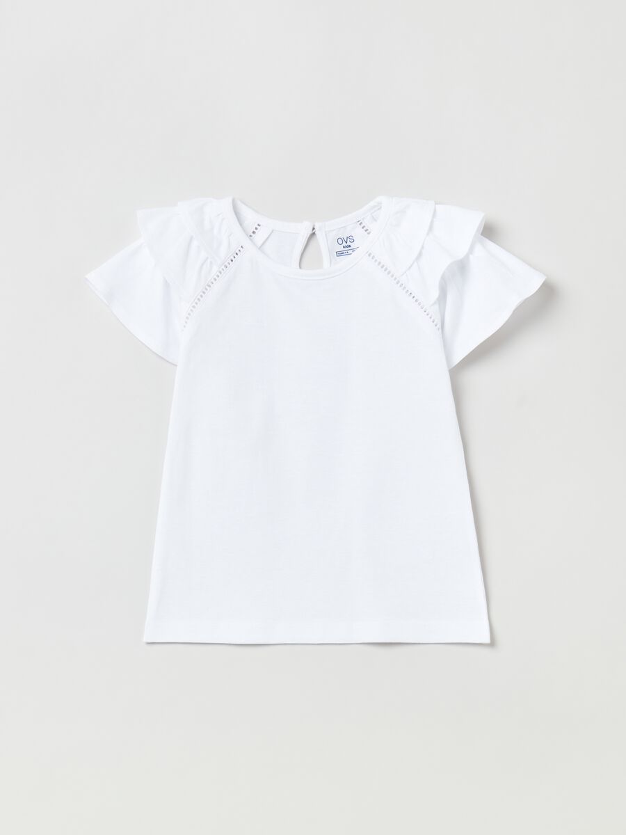 Camiseta de algodón con aplicaciones caladas_0