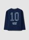Blue long-sleeve pure cotton Looney Tunes print T-shirt for boys_1