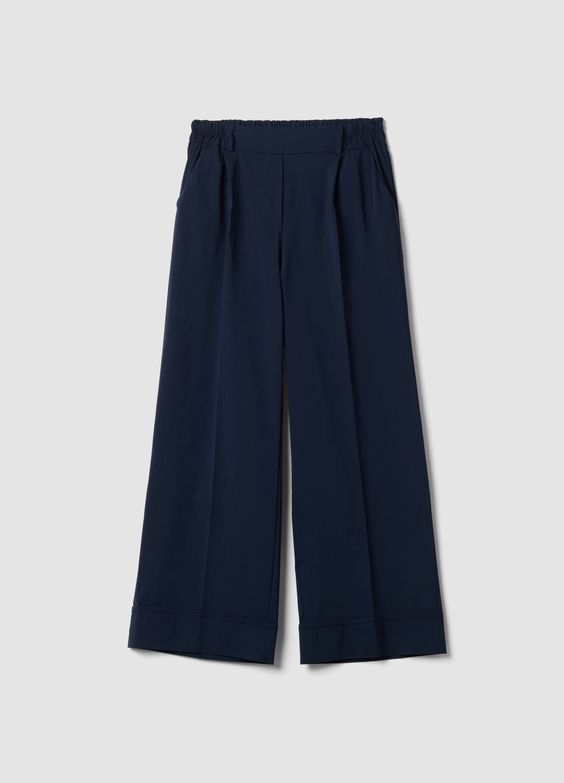 Blaue Palazzo-Hose aus elastischer Viskose