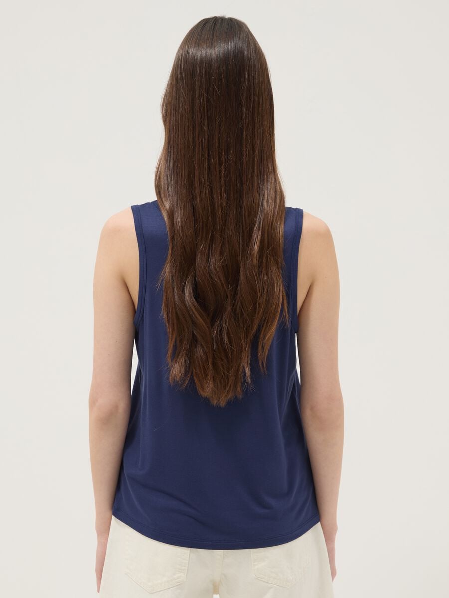 Camiseta de tirantes azul de viscosa el&aacute;stica_3