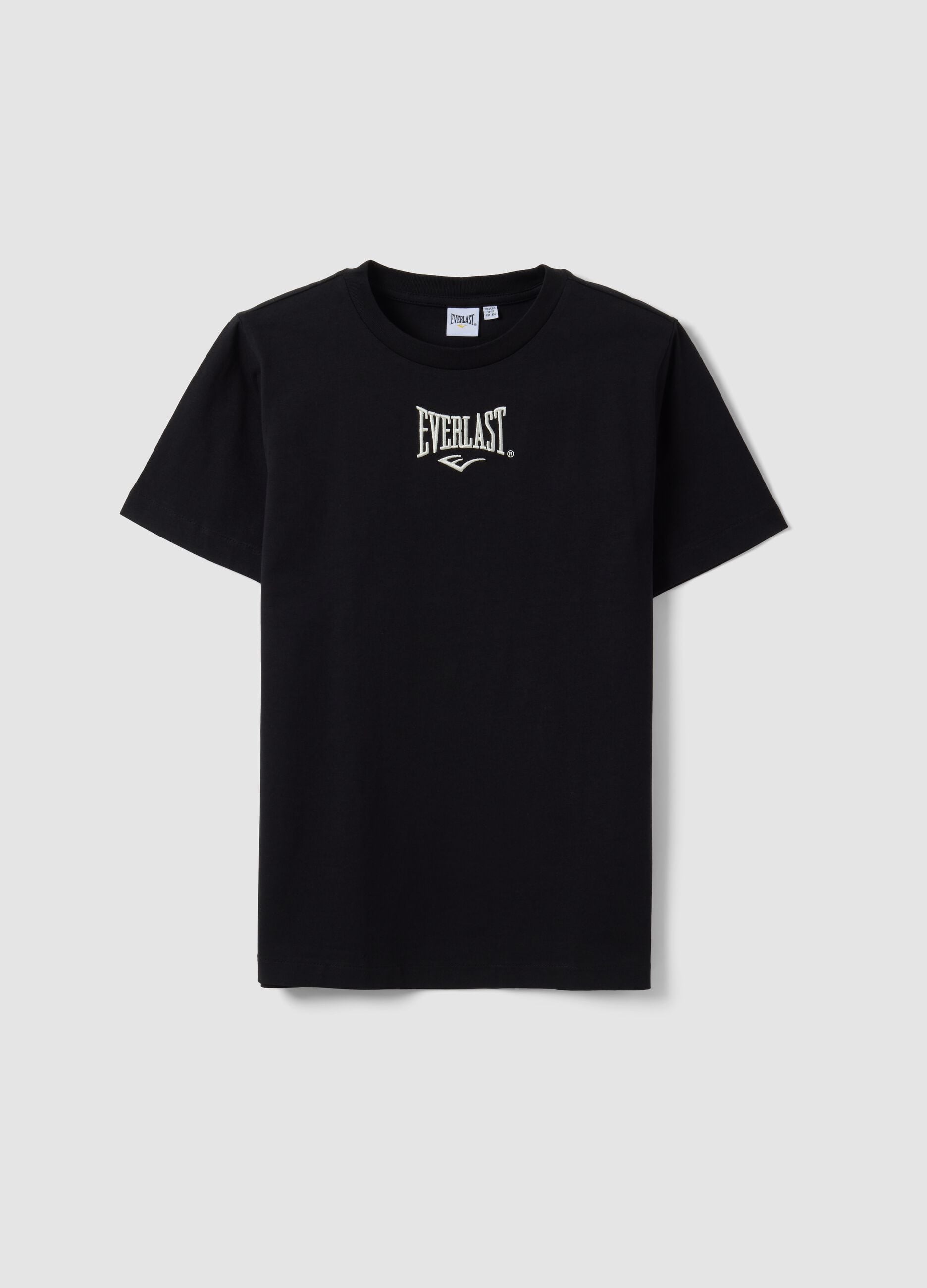 Schwarzes T-Shirt aus reiner Baumwolle mit Logo, Regular Fit, f&uuml;r Jungen