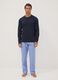 Brauner gestreifter Pyjama aus reiner Bio-Baumwolle, Regular Fit_0