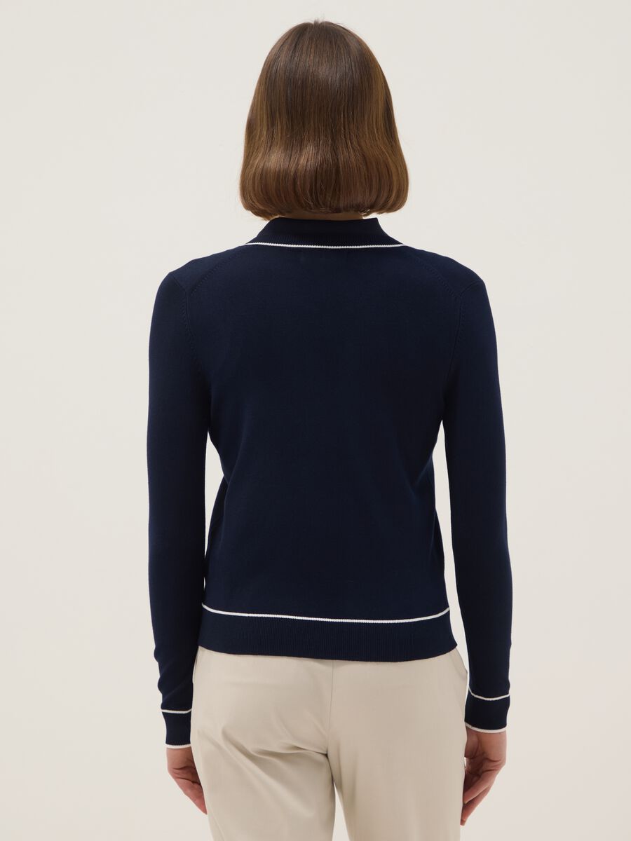 Regular fit blue viscose blend cardigan with buttons_2