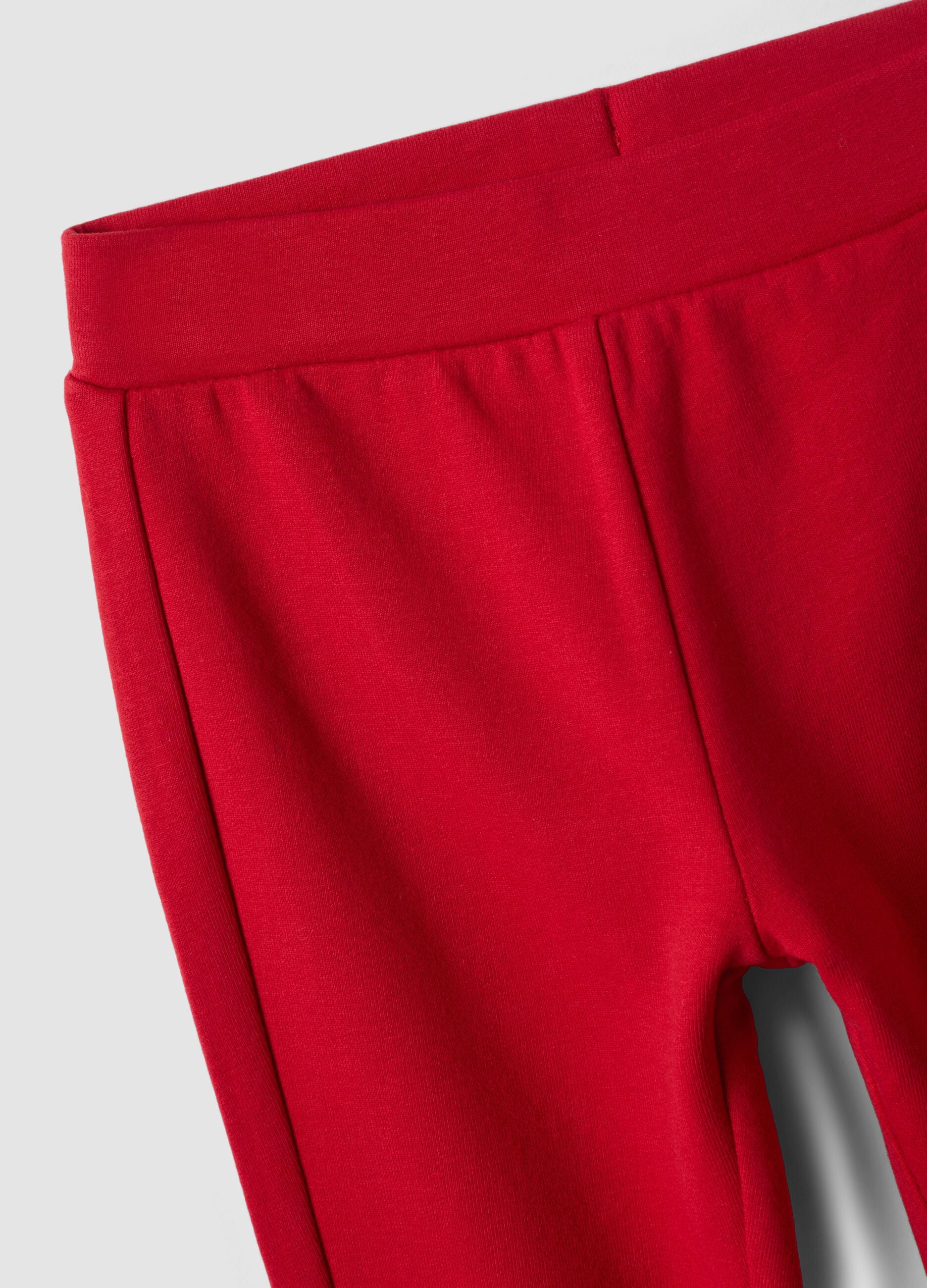 Red stretch cotton leggings