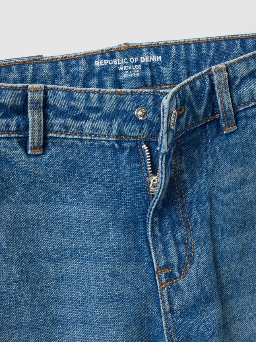 Girls' Wide Leg Blue Pure Cotton Jeans_3