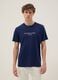 Blaues T-Shirt mit Schriftzug aus reiner Baumwolle, Regular Fit_2