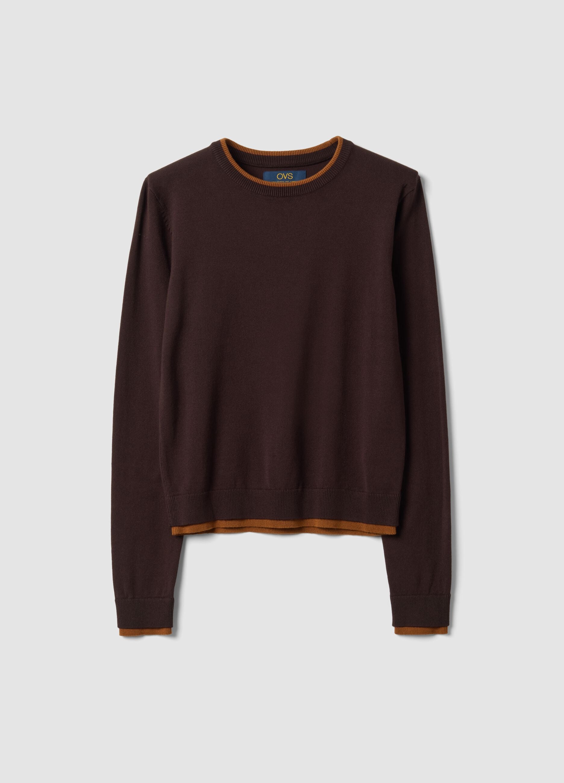 Brauner Pullover aus Viskosemix mit langen &Auml;rmeln
