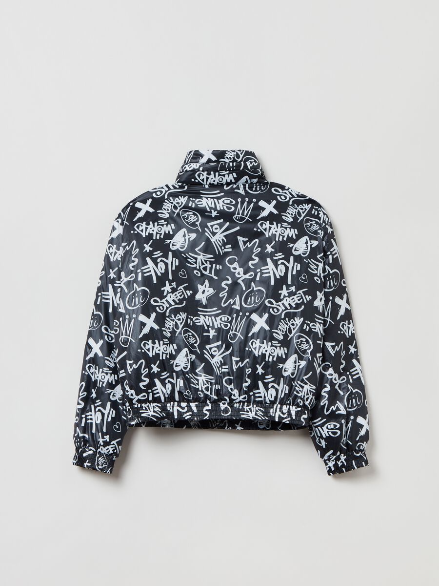 Padded bomber jacket with lettering print_1