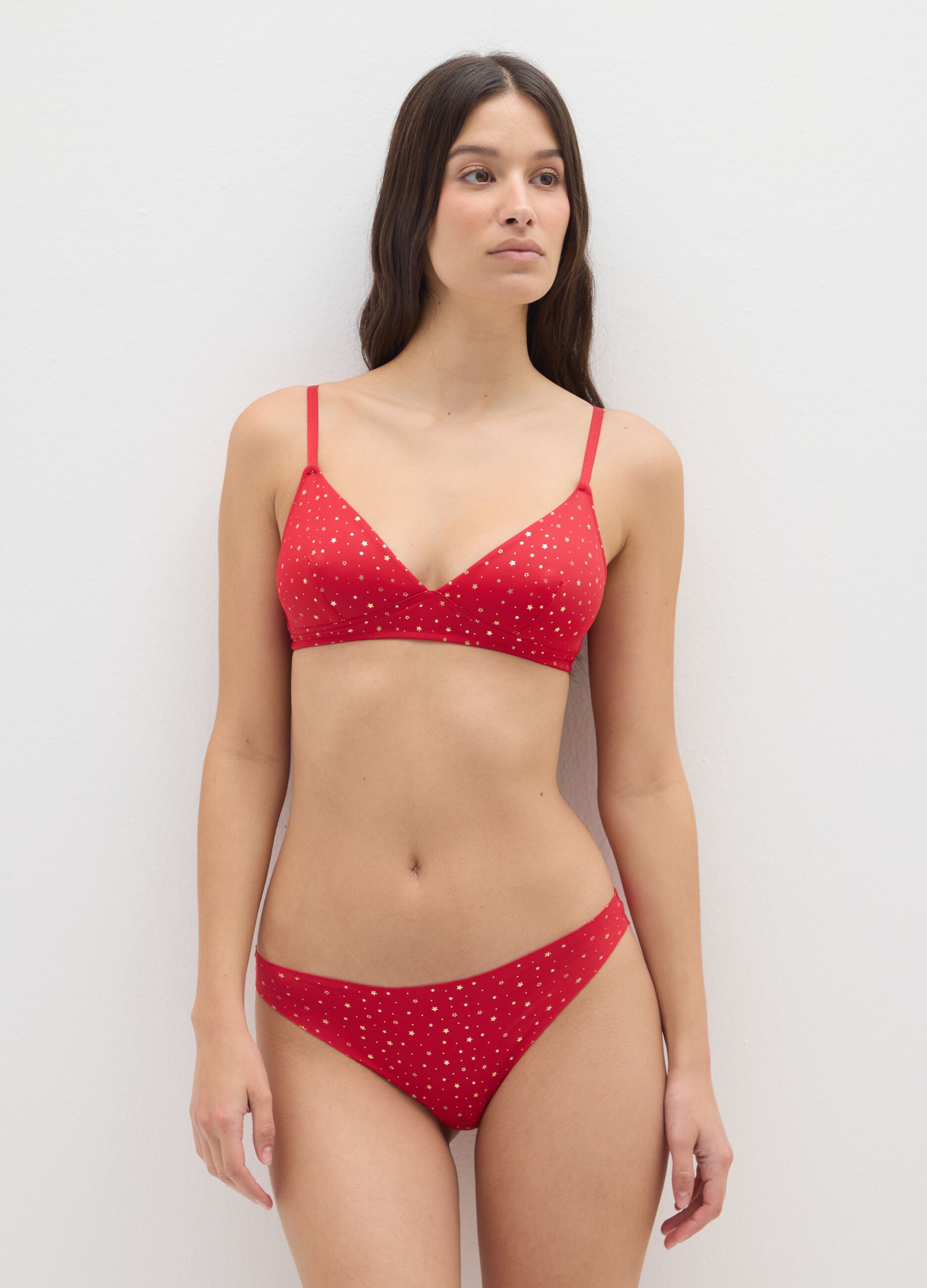 Red Brazilian briefs in stretch cotton with print