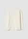 T-shirt bianca in puro cotone con girocollo e stampa lupo over fit_1