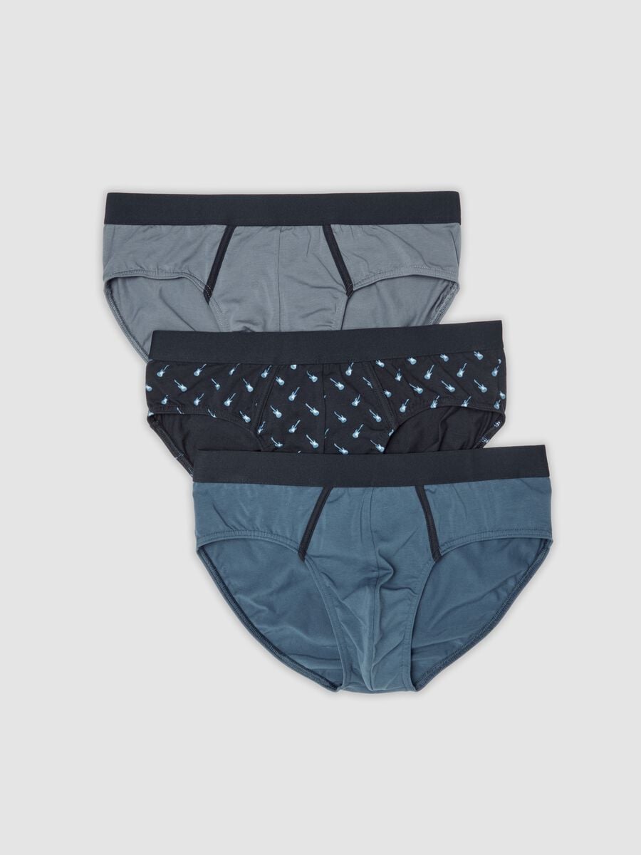Three-pack of multicolour stretch organic cotton briefs_0
