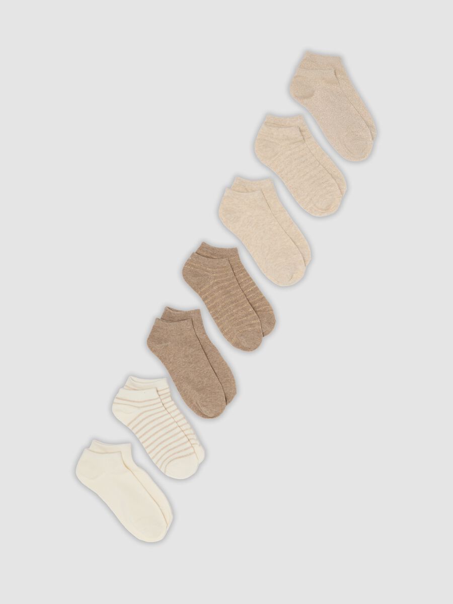 Multipack di sette calzini beige in cotone organico elasticizzato_0