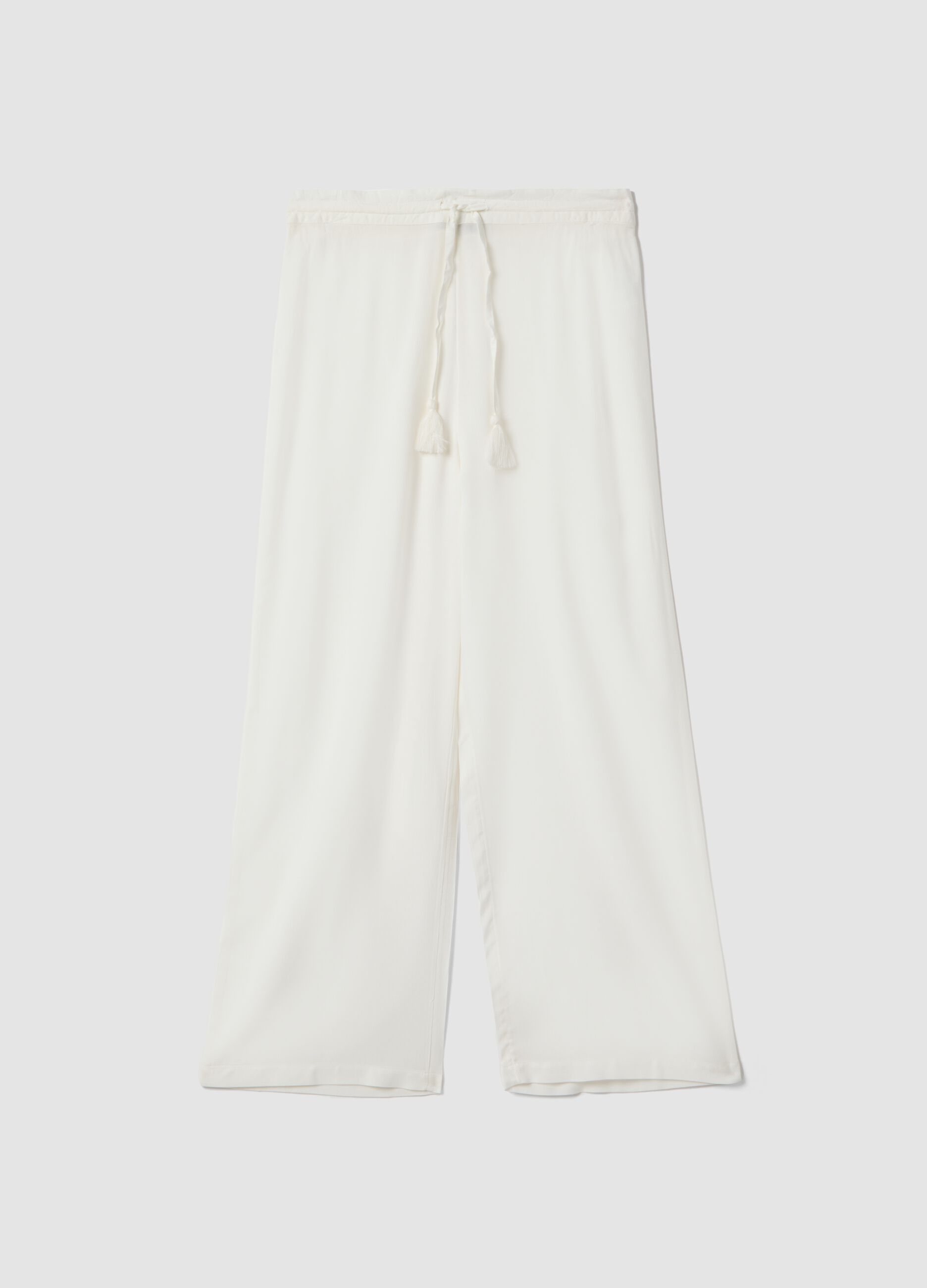Lange Hose aus reiner Viskose in Weiss