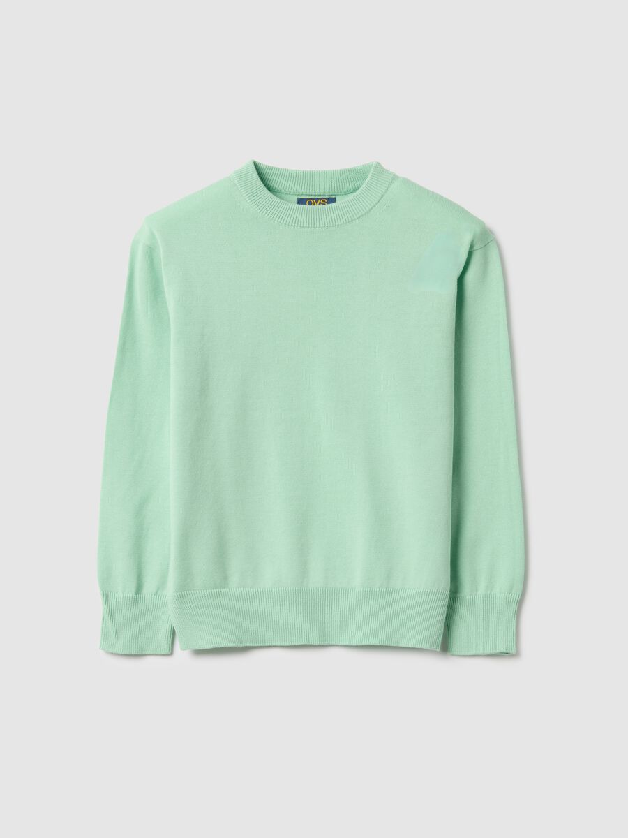 Green cotton crew neck sweater for boys regular fit_0