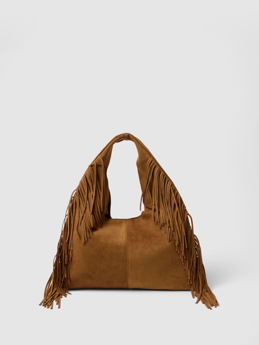 Brown fringe handbag_0