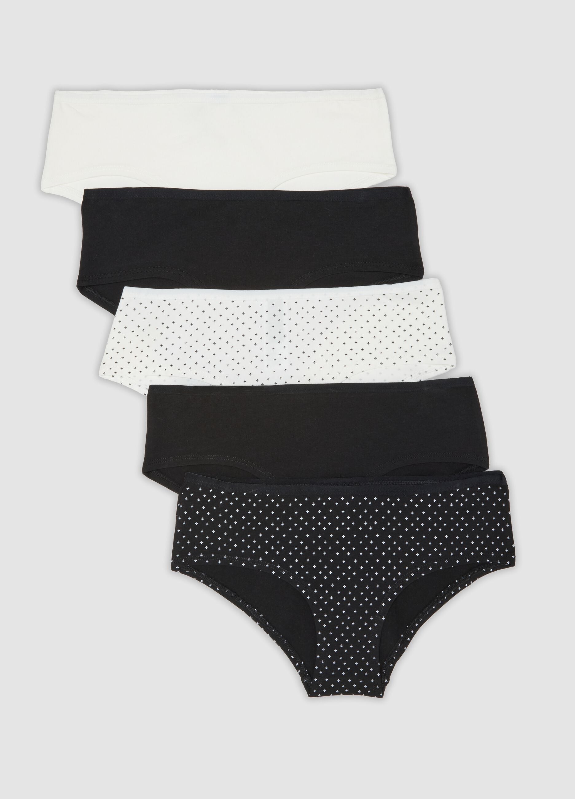 Five-pack of multicolour polka-dot stretch organic cotton briefs