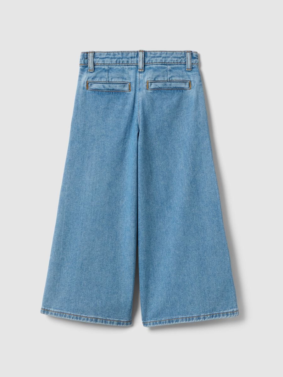 Girls' Pure Cotton Denim Super Wide Leg Jeans_4