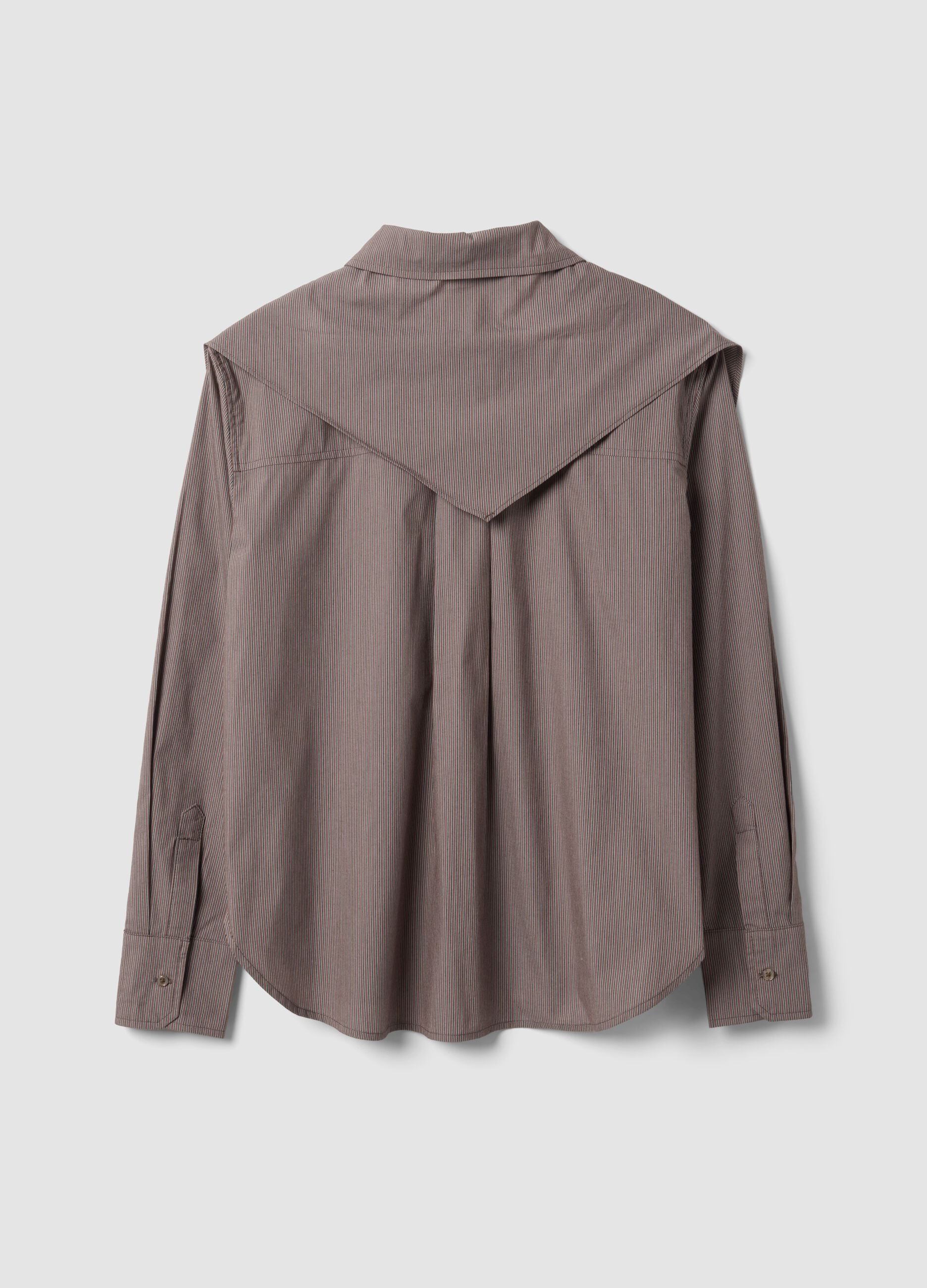 Multicolour stretch cotton shirt with scarf collar