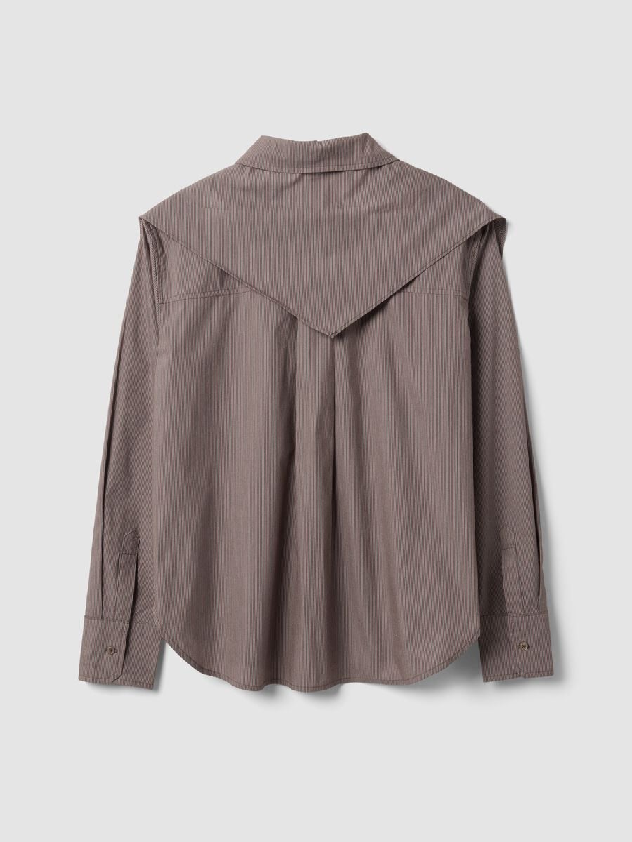 Multicolour stretch cotton shirt with scarf collar_6