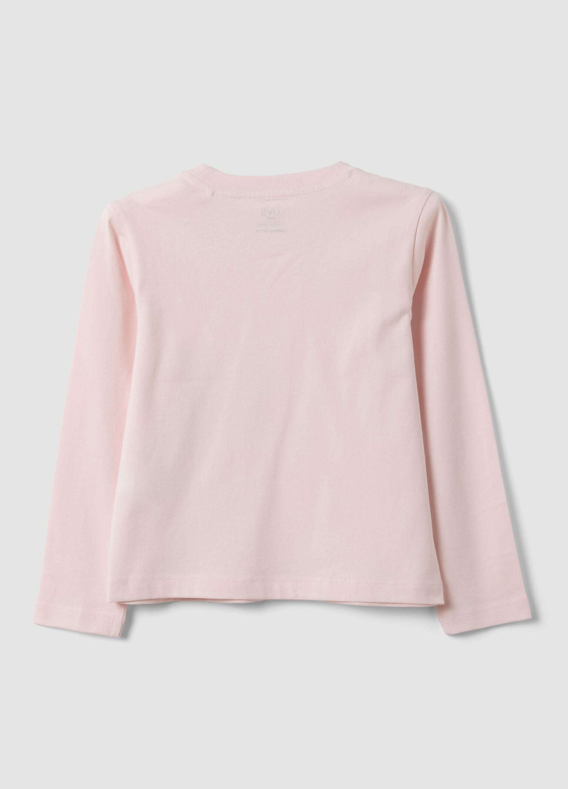 Rosa T-Shirt aus reiner Bio-Baumwolle mit K&auml;tzchen-Print f&uuml;r M&auml;dchen