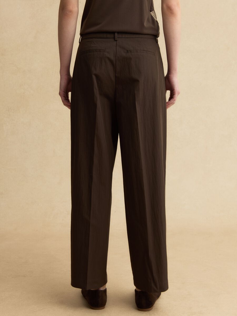 Braune Straight Fit Baumwollmix-Hose_2