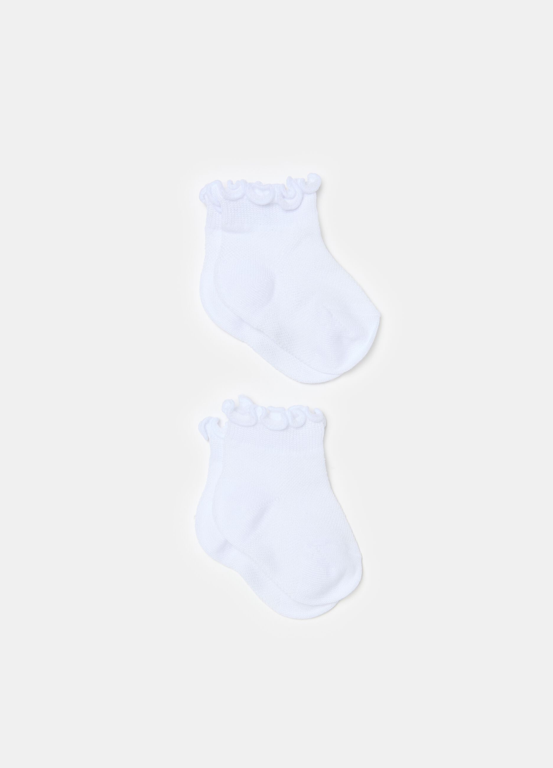 Two-pair pack short socks with wavy hem