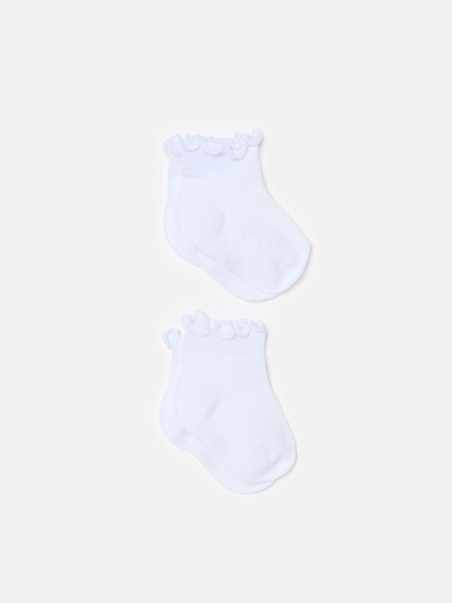 Two-pair pack short socks with wavy hem_0