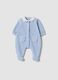 Blue organic cotton-blend sleepsuit with collar_0