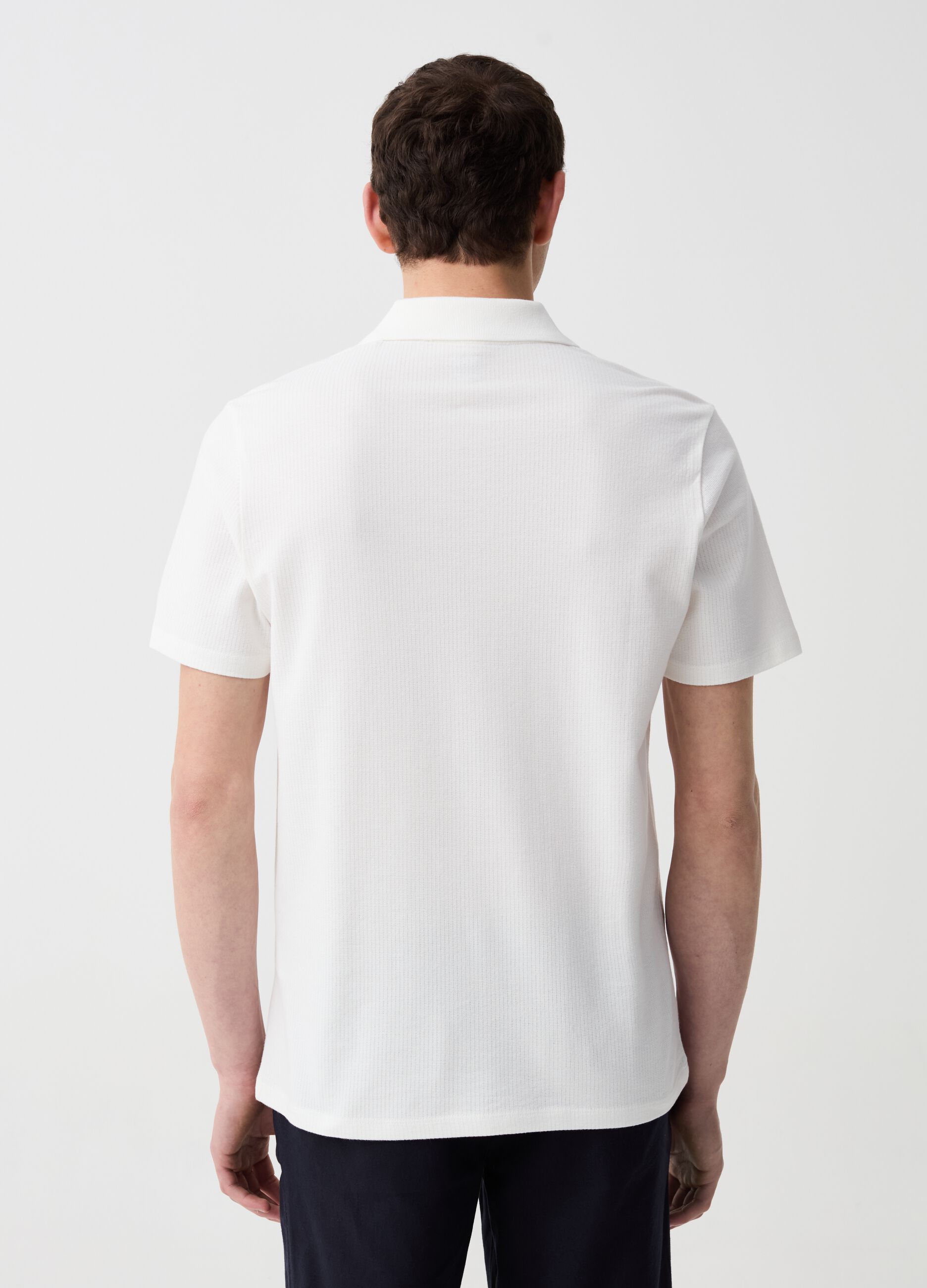Organic cotton polo shirt with textured weave