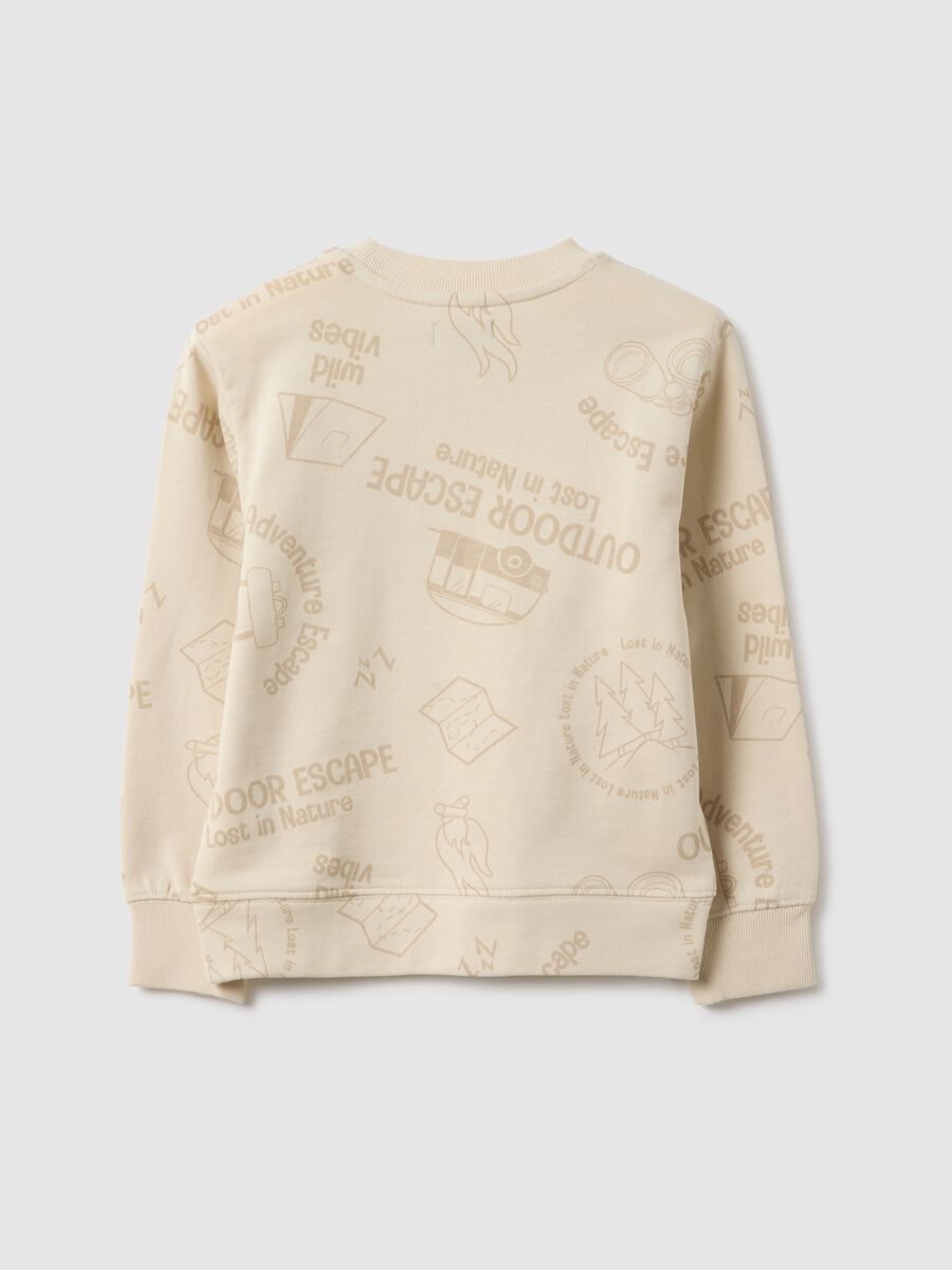 Beige pure cotton regular fit kid's sweatshirt with print_1
