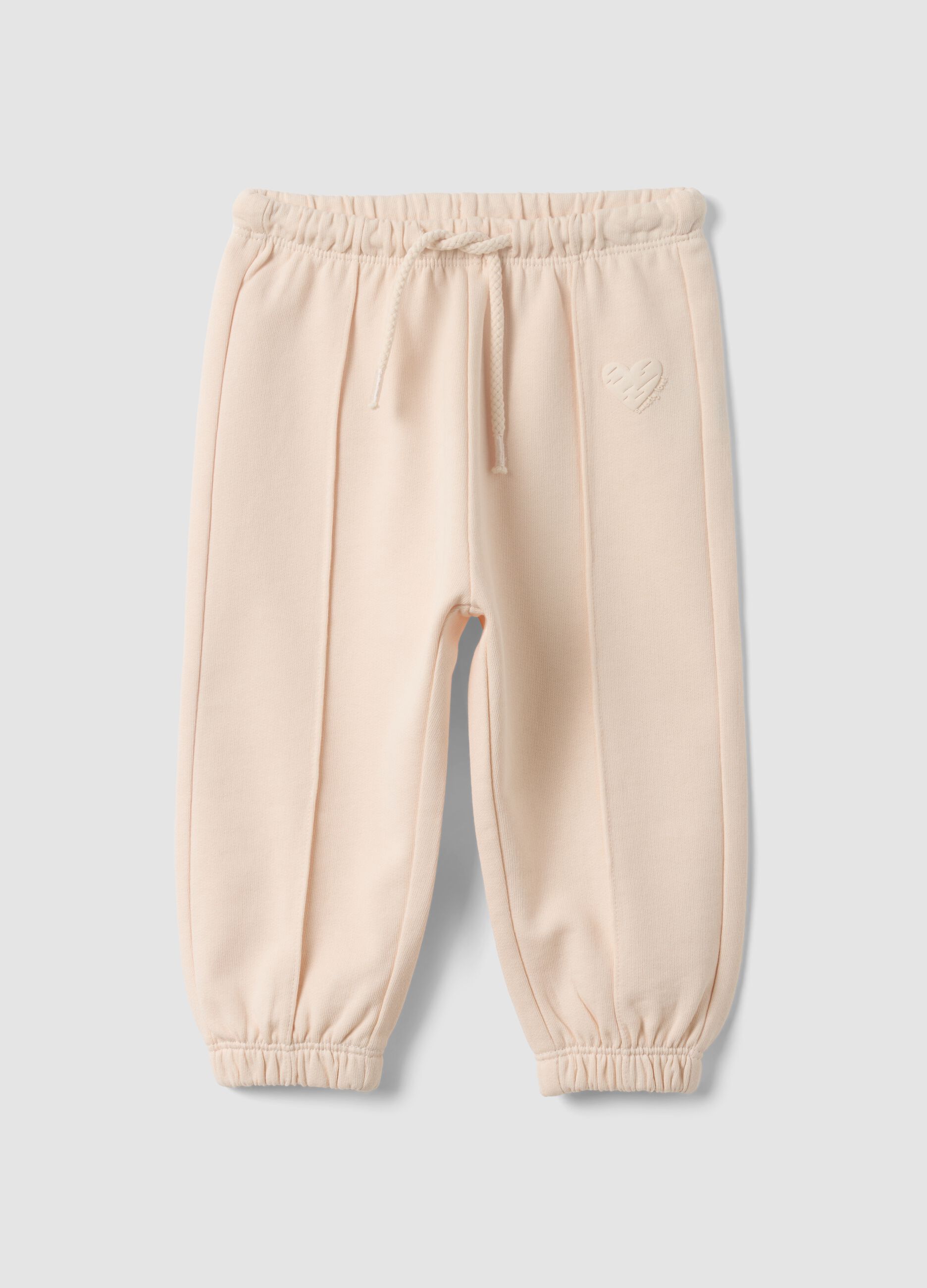 Rosa-blaue Hose aus reiner Baumwolle mit Herz-Print, Comfort Fit f&uuml;r Baby-M&auml;dchen