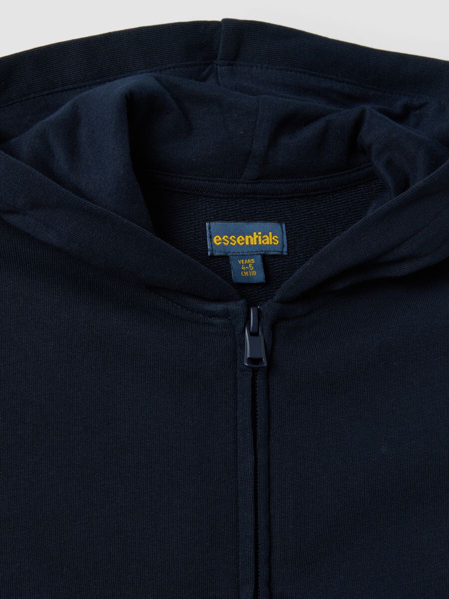 Blue hooded sweatshirt in pure organic cotton for boys, regular fit_2