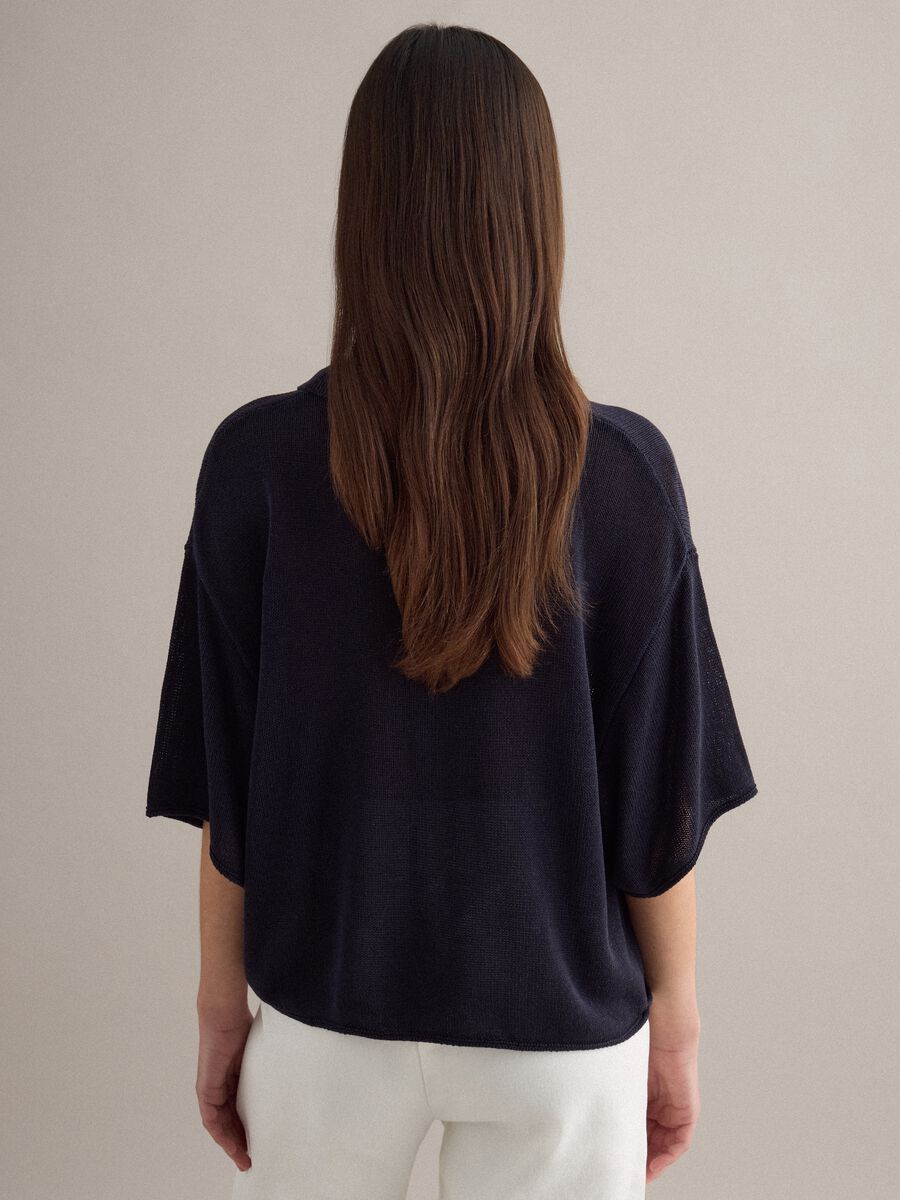 Regular fit blue polo with elbow sleeves_2