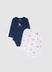 Multicoloured baby's bodysuit twin pack in pure cotton with design_0