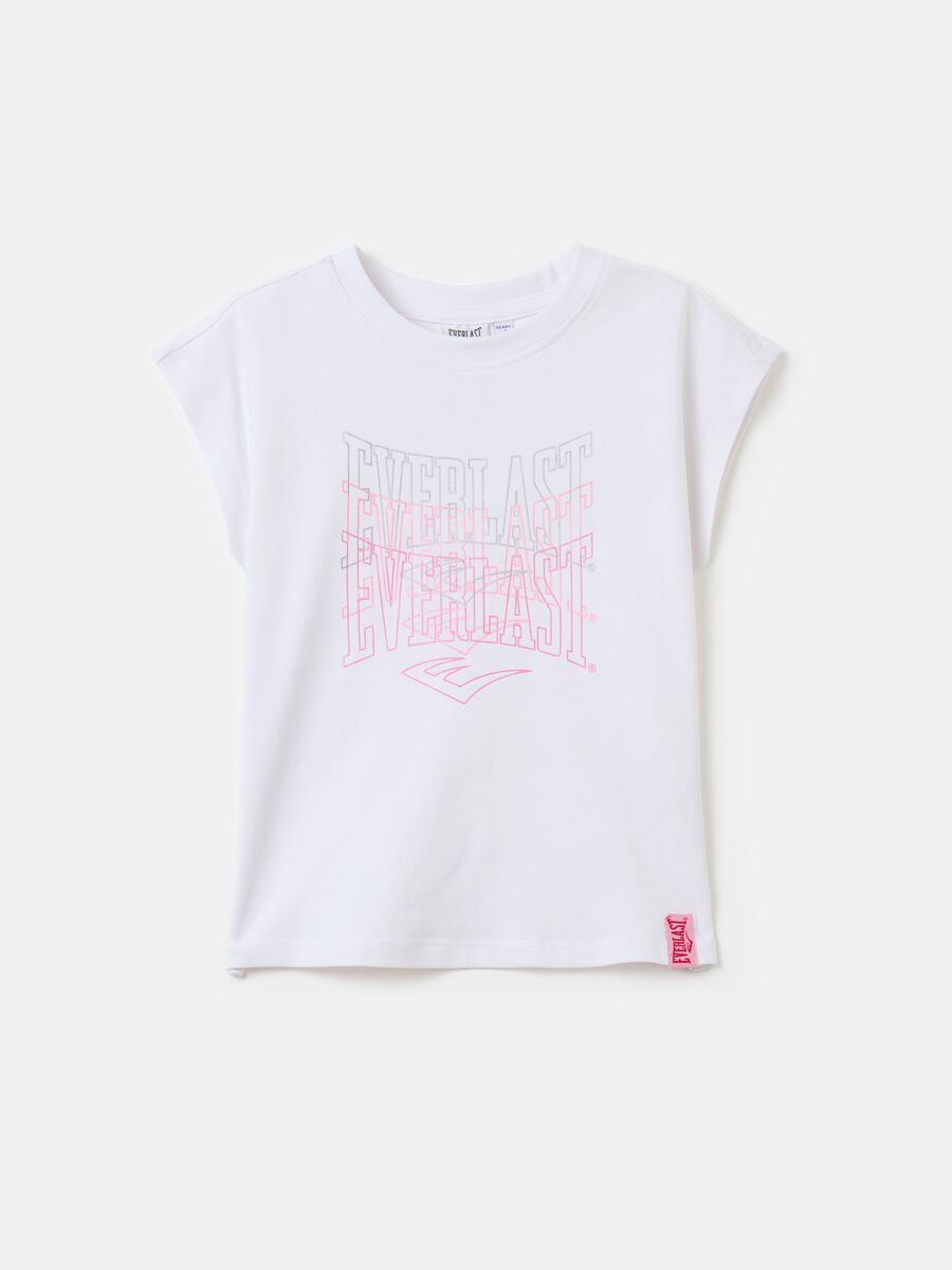 Sleeveless T-shirt with logo print_0
