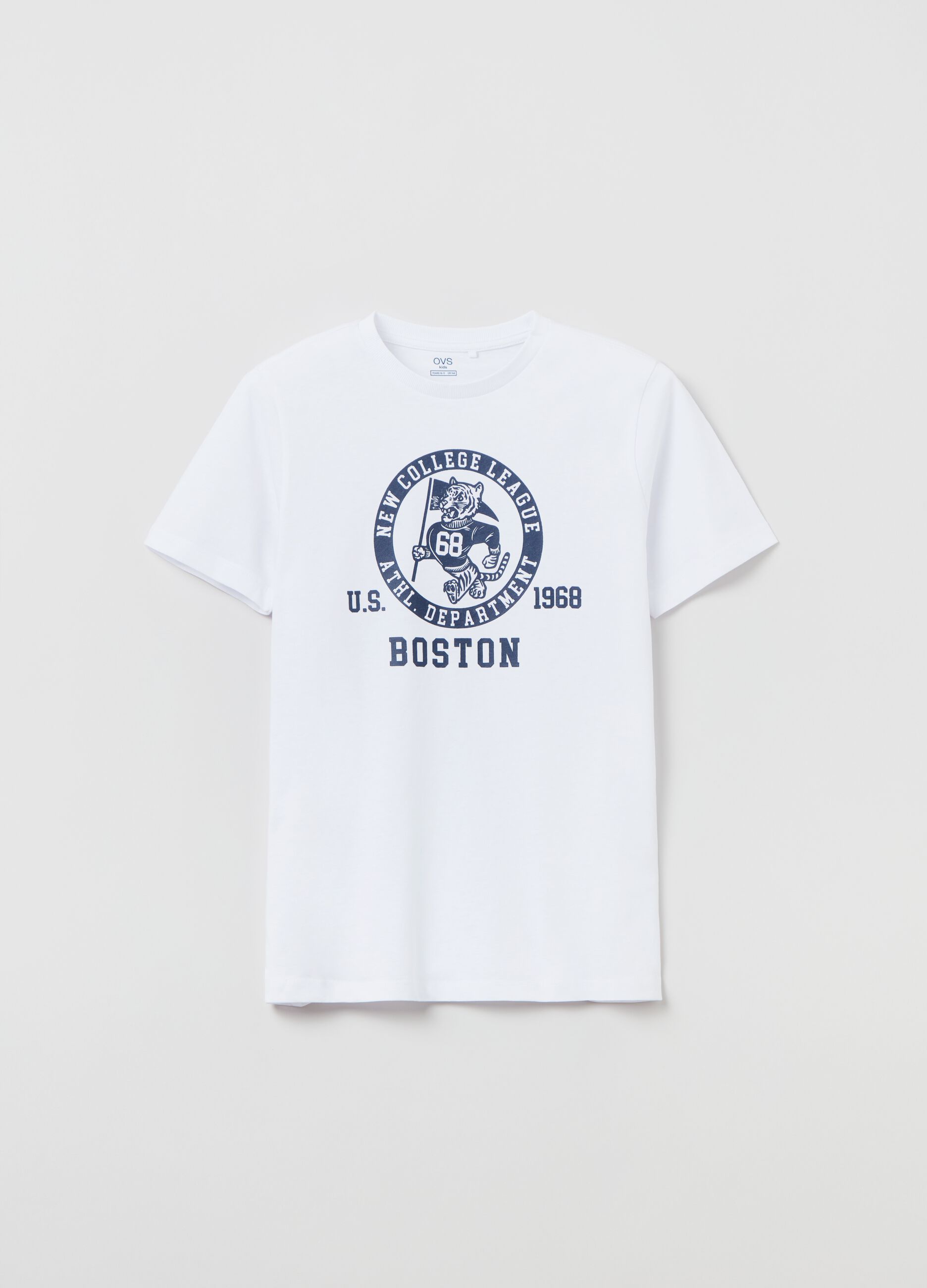 Camiseta de algodón estampado college Athletics