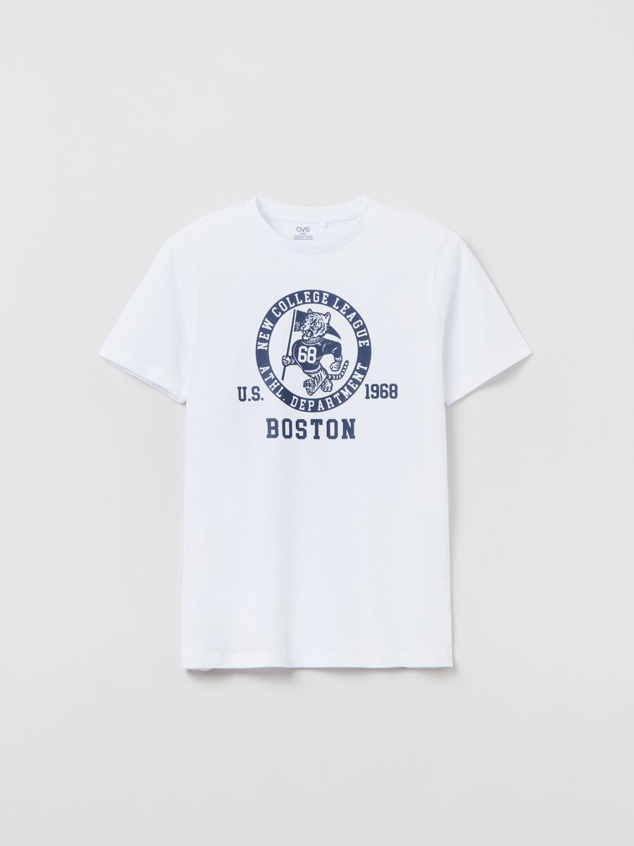 Cotton T-shirt with college Athletics print_0