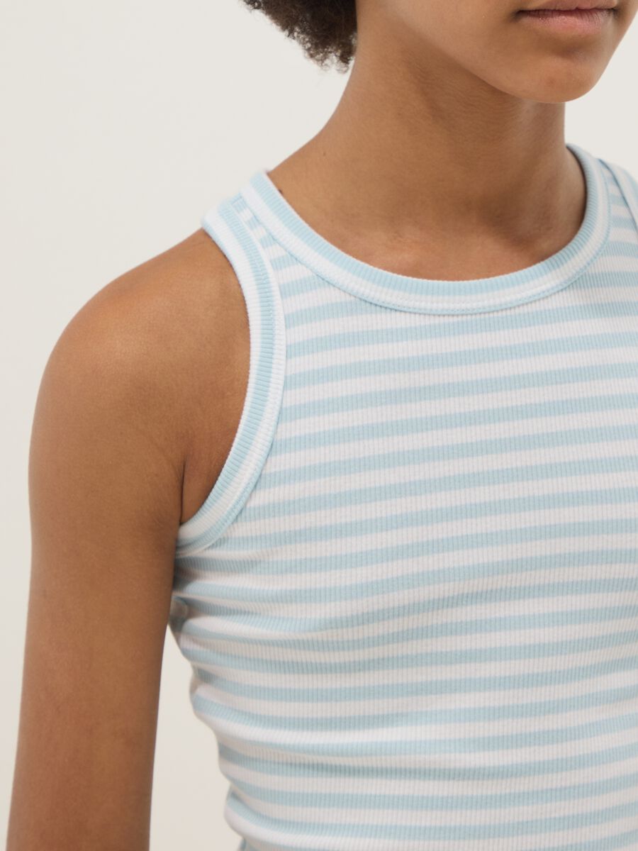 Girls&rsquo; multicolour striped fitted stretch-cotton vest top_2