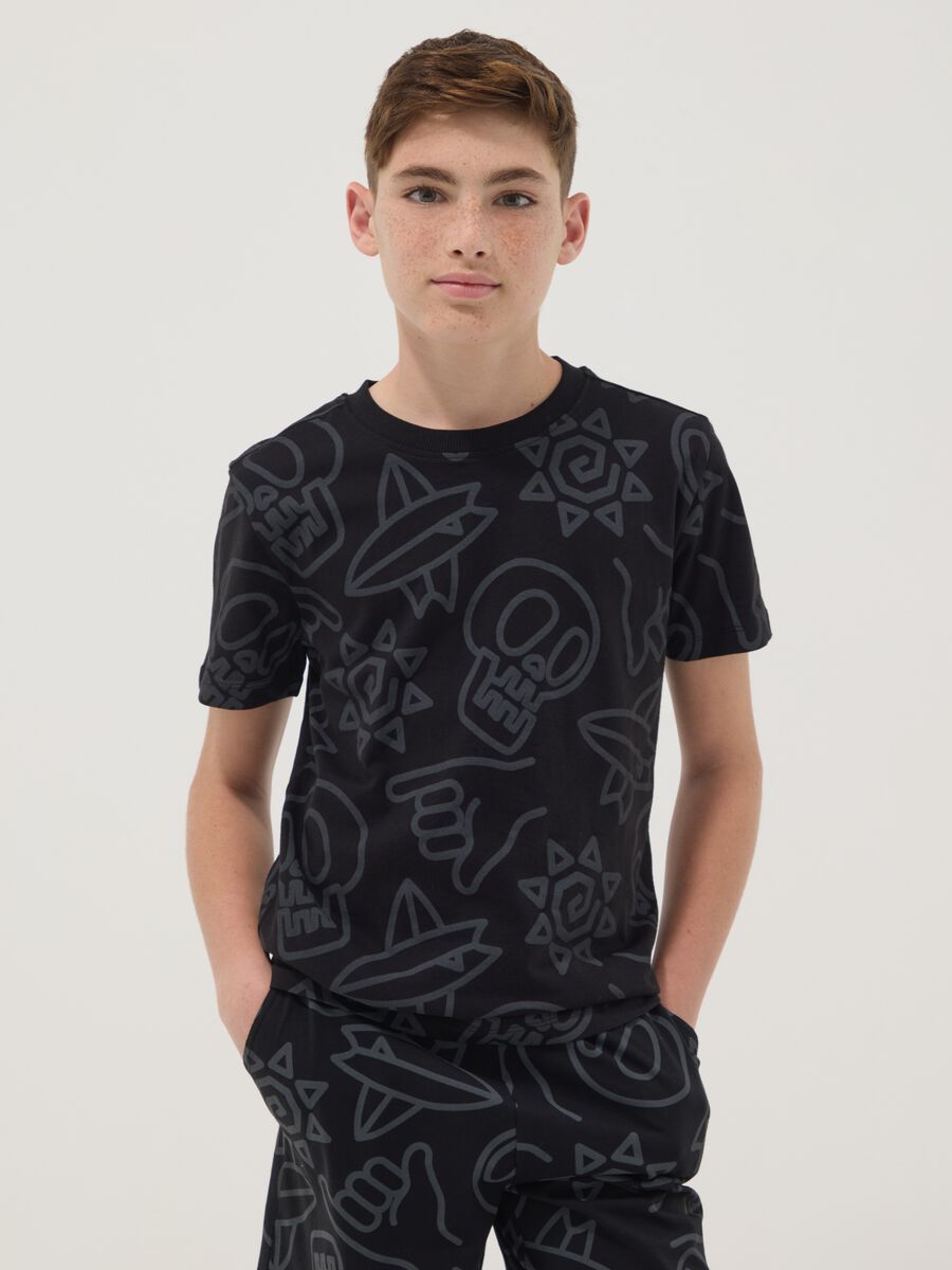 Black short-sleeve pure cotton T-shirt_0