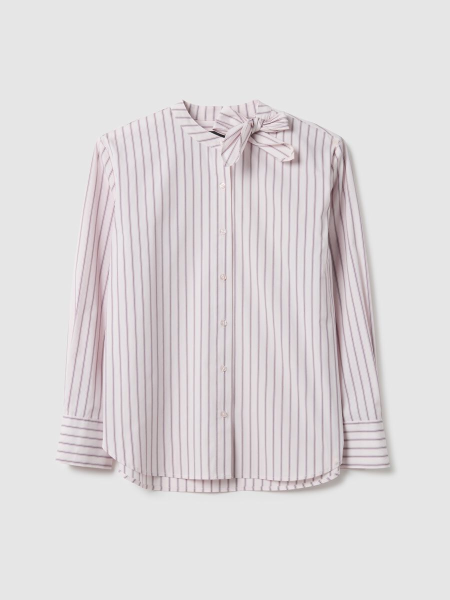 Oversize fit multi-colour striped stretch cotton shirt_4