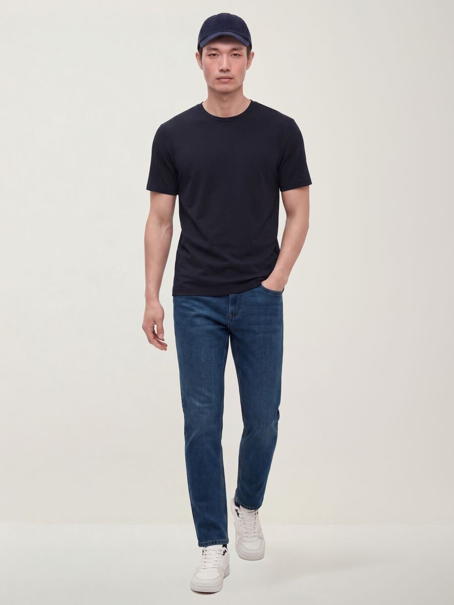 Blue denim slim-fit jeans in cotton and viscose blend_0