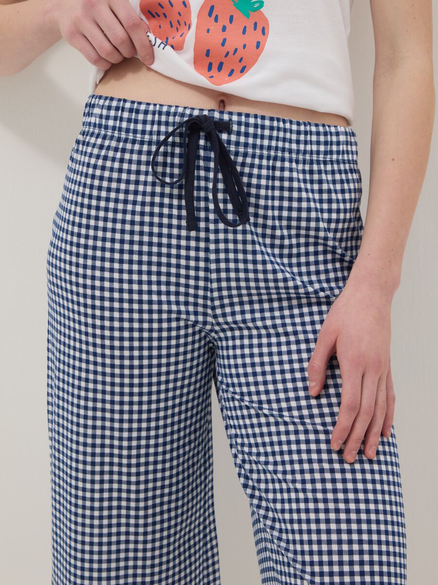 Multicolour check pure cotton pyjama shorts regular fit_3