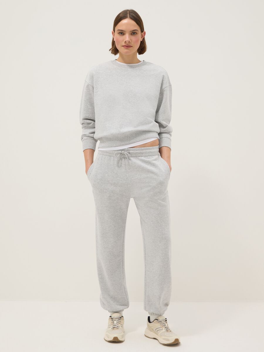 Light grey melange crew neck sweatshirt_1