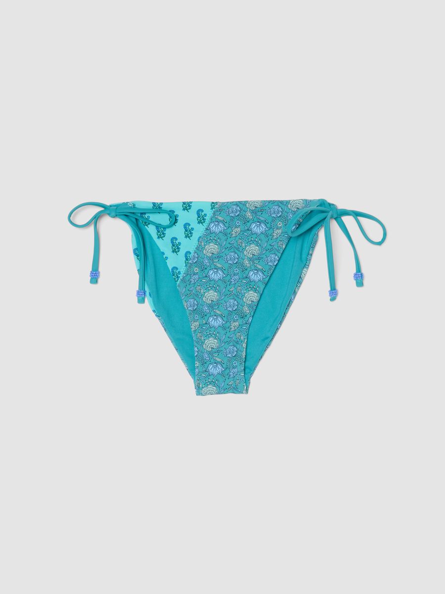 Bas de bikini bleu azur en tissu stretch &agrave; liens_4