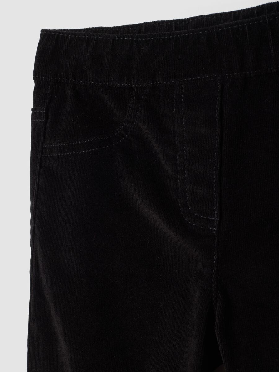 Black cotton-stretch flare treggings_2