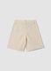 Beige cotton-linen blend shorts with embroidery_4